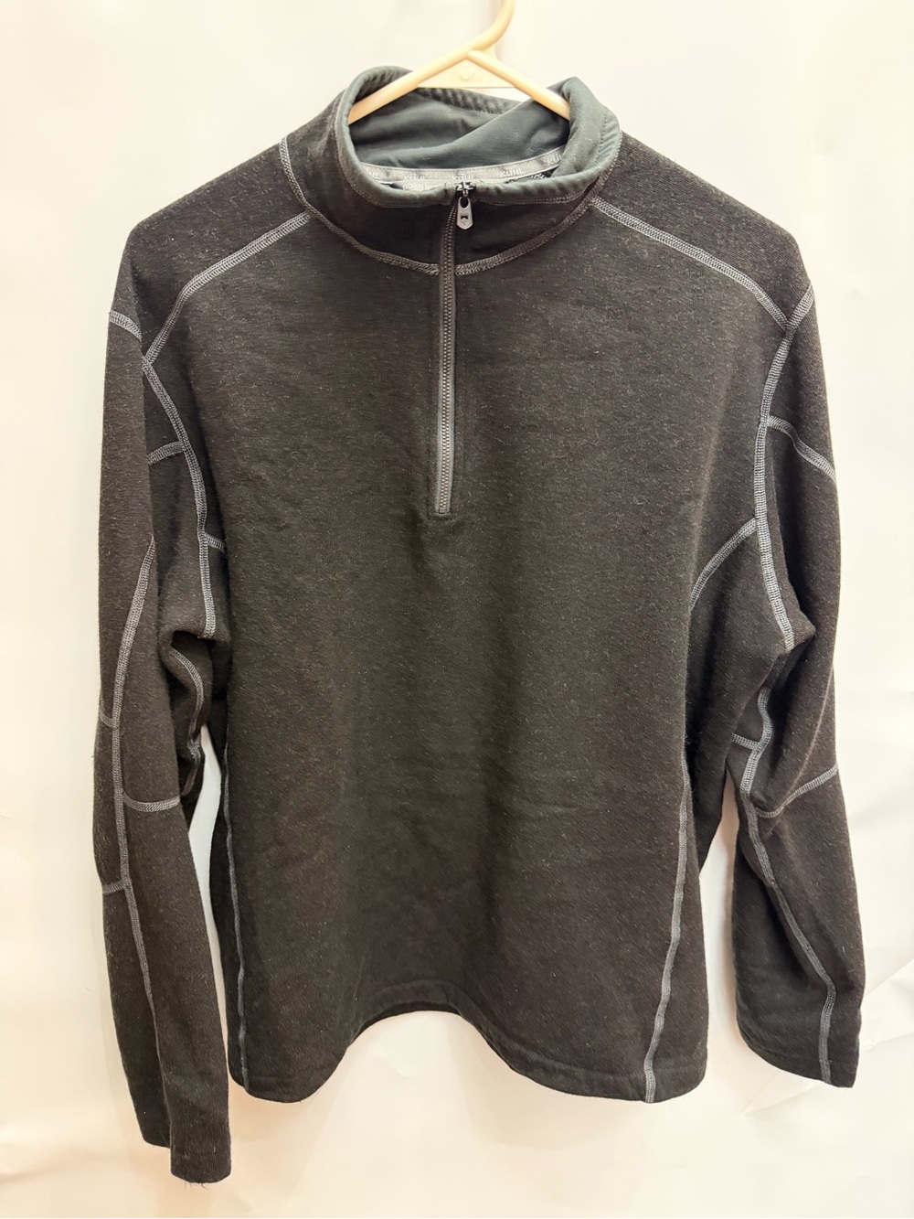 Men's Dark Charcoal Quarter-Zip Pullover Sweater men’s size Large